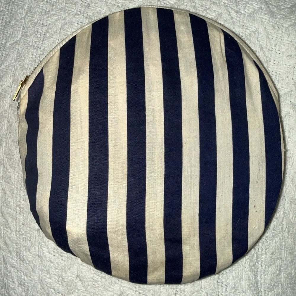 Vintage Wonderful Hat Women's Blue White Wide Brim Sun Beach Fold Up Pouch Read